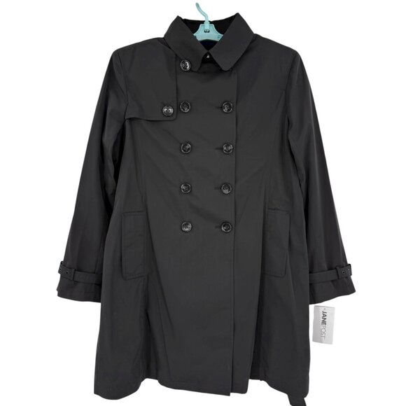 Jane Post Women's Black Downtown Trench Coat Size L With Zip-out Liner NWT $495 - Picture 15 of 15